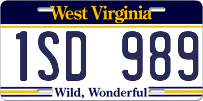 WV license plate 1SD989