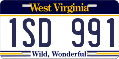 WV license plate 1SD991