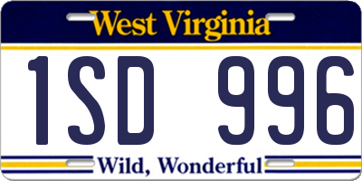 WV license plate 1SD996