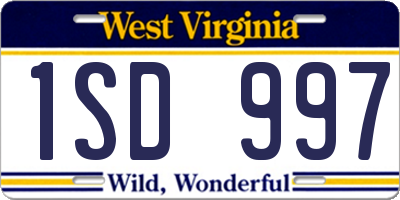 WV license plate 1SD997