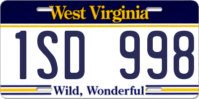 WV license plate 1SD998