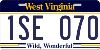 WV license plate 1SE070