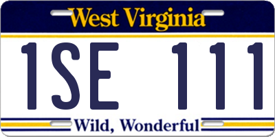 WV license plate 1SE111