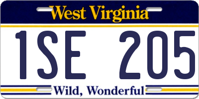 WV license plate 1SE205