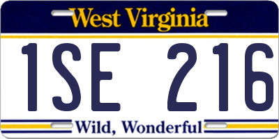 WV license plate 1SE216