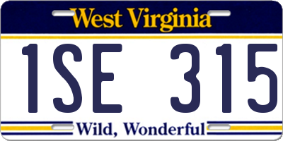 WV license plate 1SE315
