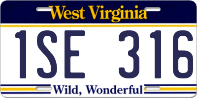 WV license plate 1SE316