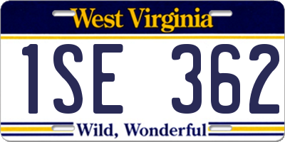 WV license plate 1SE362
