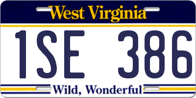 WV license plate 1SE386