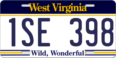 WV license plate 1SE398