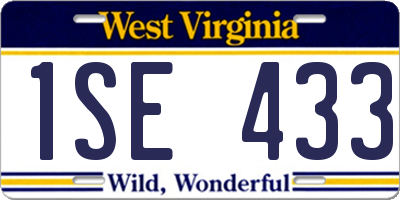 WV license plate 1SE433