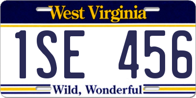 WV license plate 1SE456