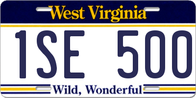 WV license plate 1SE500