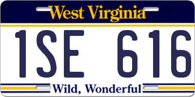 WV license plate 1SE616