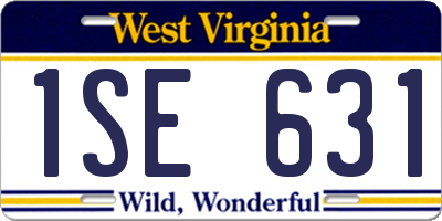 WV license plate 1SE631