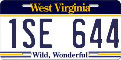 WV license plate 1SE644