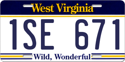 WV license plate 1SE671