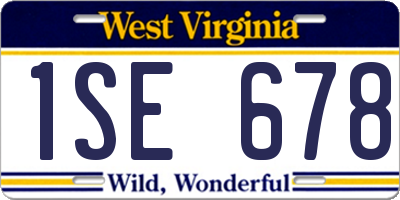WV license plate 1SE678