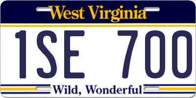 WV license plate 1SE700