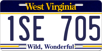 WV license plate 1SE705