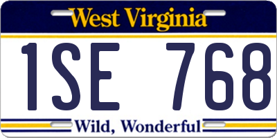 WV license plate 1SE768