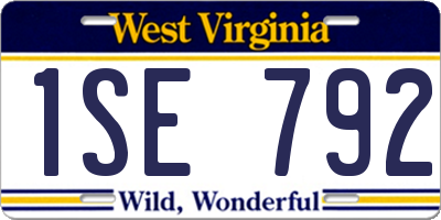 WV license plate 1SE792