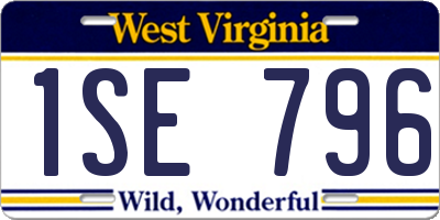 WV license plate 1SE796