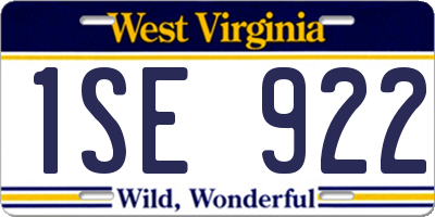 WV license plate 1SE922