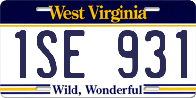 WV license plate 1SE931