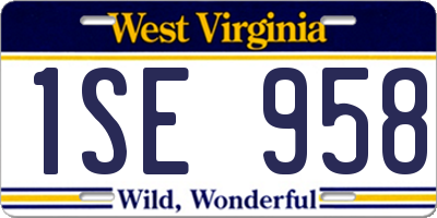 WV license plate 1SE958