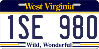 WV license plate 1SE980
