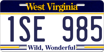 WV license plate 1SE985
