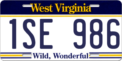 WV license plate 1SE986