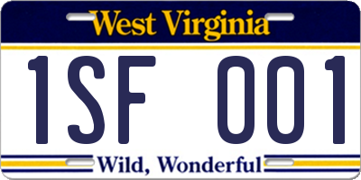 WV license plate 1SF001