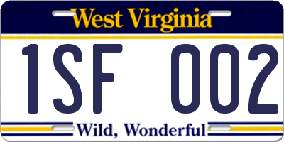 WV license plate 1SF002