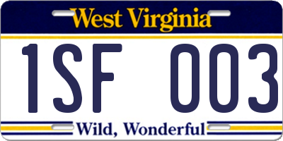 WV license plate 1SF003