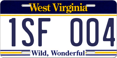 WV license plate 1SF004
