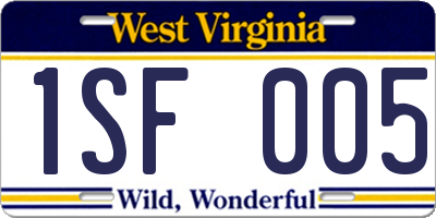 WV license plate 1SF005