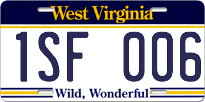 WV license plate 1SF006