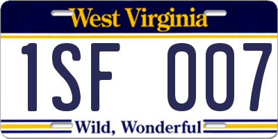 WV license plate 1SF007