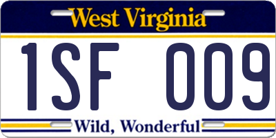WV license plate 1SF009