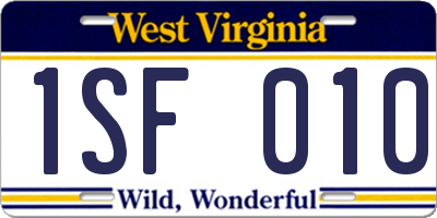 WV license plate 1SF010