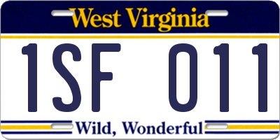 WV license plate 1SF011