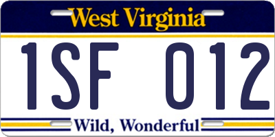 WV license plate 1SF012