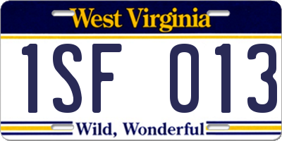 WV license plate 1SF013