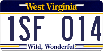 WV license plate 1SF014