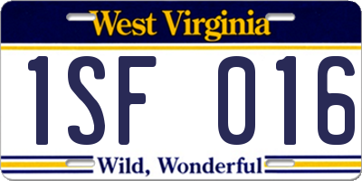 WV license plate 1SF016