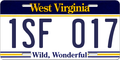WV license plate 1SF017