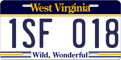 WV license plate 1SF018