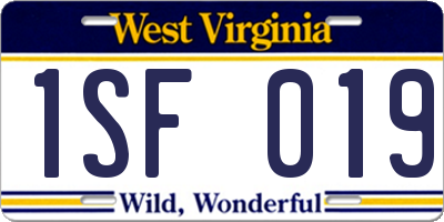 WV license plate 1SF019